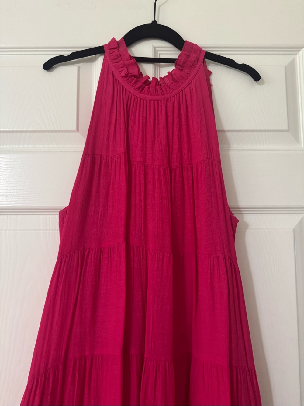entro Hot Pink Sleeveless Tiered Maxi Dress - Picture 2 of 5